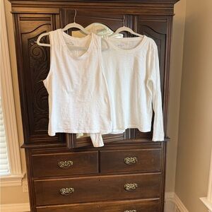 J Crew White Tank and Long Sleeve Shirt New